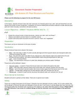 LS25&ndash;Plant Structure and Function
