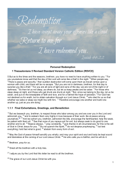 Personal Redemption 1 Thessalonians 5 Revised Standard Version