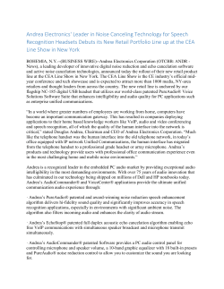 Andrea Electronics` Leader in Noise Canceling Technology for