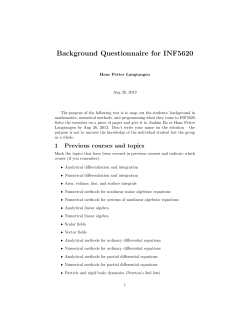 Background Questionnaire for INF5620
