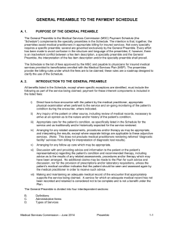 General Preamble to the Payment Schedule