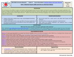 8th grade U.S. History Unit 1 Historical Inquiry Skills and Intro to