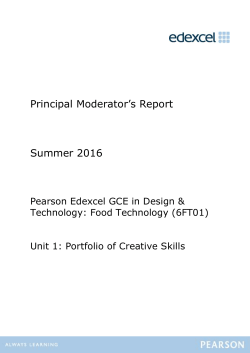 Principal Moderator`s Report Summer 2016 - Edexcel