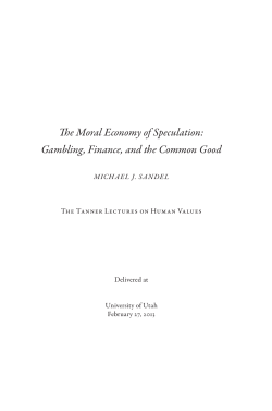 The Moral Economy of Speculation