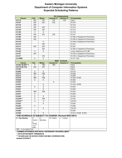 Expected Course Schedule
