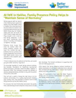 At IWK in Halifax, Family Presence Policy Helps to &ldquo;Maintain