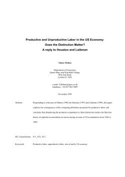 Productive and Unproductive Labor in the US Economy: Does the