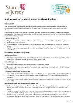 Back to Work Community Jobs Fund &ndash; Guidelines