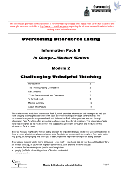 Challenging Unhelpful Thinking - Centre for Clinical Interventions