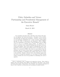 Policy Subsidies and Vetoes: Partisanship and Presidential