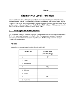 Chemistry A Level Transition