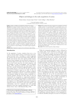 La elipsis y el di&aacute;logo en la adquisici&oacute;n temprana de la sintaxis