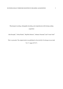 RUNNING HEAD: WORD RECOGNITION IN READING