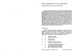Feature manipulation in sentence comprehension Charles Clifton Jr