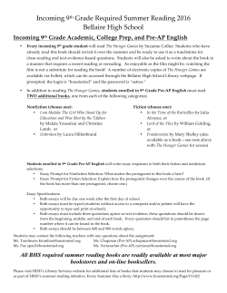Incoming 9th Grader Required Summer Reading 2016