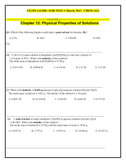 Chapter 12: Physical Properties of Solutions