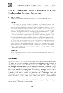 Lack of Commitment? Work Orientations of Finnish Employees in a