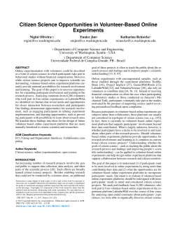 Citizen Science Opportunities in Volunteer-Based