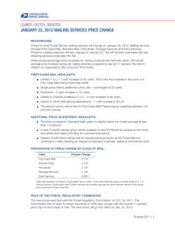 january 22, 2012 mailing services price change