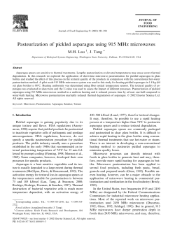 Pasteurization of pickled asparagus using 915 MHz microwaves