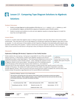 Lesson 17: Comparing Tape Diagram Solutions to Algebraic