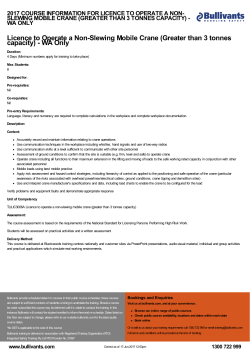 Licence to Operate a Non-Slewing Mobile Crane (Greater than 3