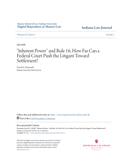 "Inherent Power" and Rule 16, How Far Can a Federal Court Push