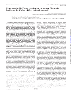 Hypoxia-inducible Factor 1 Activation by Aerobic Glycolysis