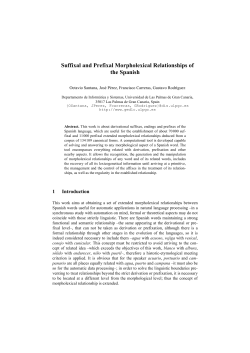 Suffixal and Prefixal Morpholexical Relationships of the Spanish