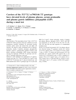 Carriers of theTCF7L2rs7903146 TT genotype have elevated levels