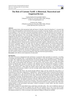 The Role of Customs Tariff: A Historical, Theoretical and Empirical