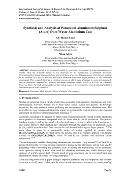 Synthesis and Analysis of Potassium Aluminium