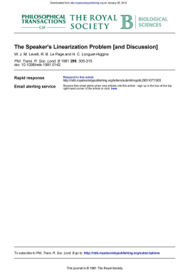 The Speaker`s Linearization Problem [and Discussion]