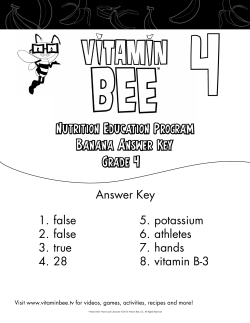 Banana Answer Key Nutrition Education Program Grade 4