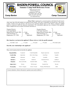 Summer Camp Staff Reference Form - the Baden