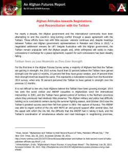 Afghan Futures W8 &ndash; Negotiations and Reconciliation with the Taliban
