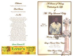 A Service of Victory Celebrating the Life of Mr. Tony Leonard Eddy