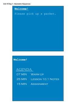Unit 10 Day 1 - Geometric Sequences