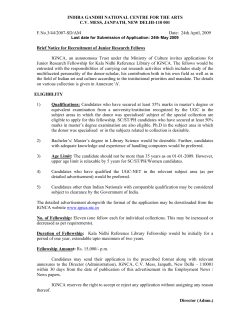 Junior Research Fellows - Indira Gandhi National Centre for the Arts