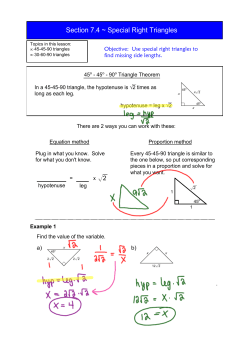 Section 7.4 ~ Special Right Triangles