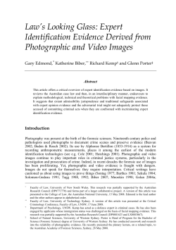 Law`s Looking Glass: Expert Identification Evidence