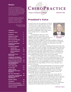 September 2006 - College of Chiropractors of Ontario