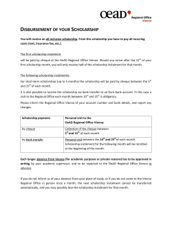 Disbursement of the Scholarship