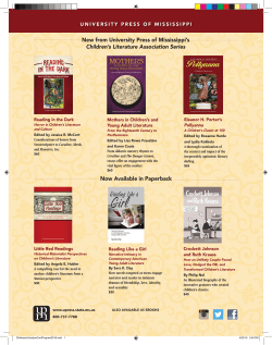 New from University Press of Mississippi`s Children`s Literature