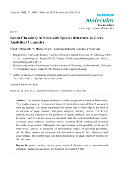 Green Chemistry Metrics with Special Reference to Green Analytical