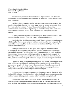 University Address Transcript - Office of the President