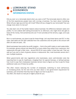 LEMONADE STAND ECONOMICS