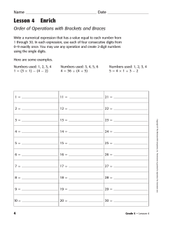Lesson 4 Enrich Order of Operations with Brackets and Braces