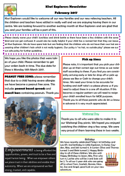 February Newsletter - Kiwi Explorers Early Education Centre