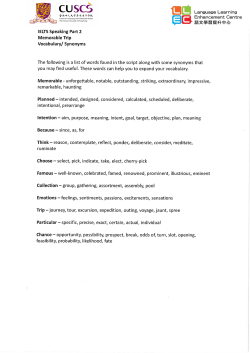 Memorable Trip Vocabulary/ Synonyms Memorable